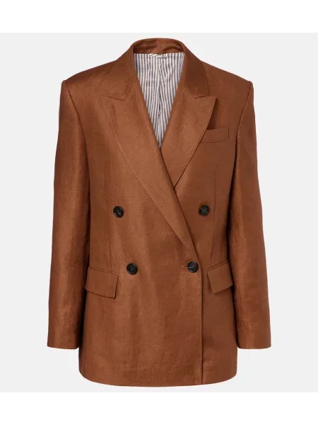 Laneni blazer Brunello Cucinelli rjava