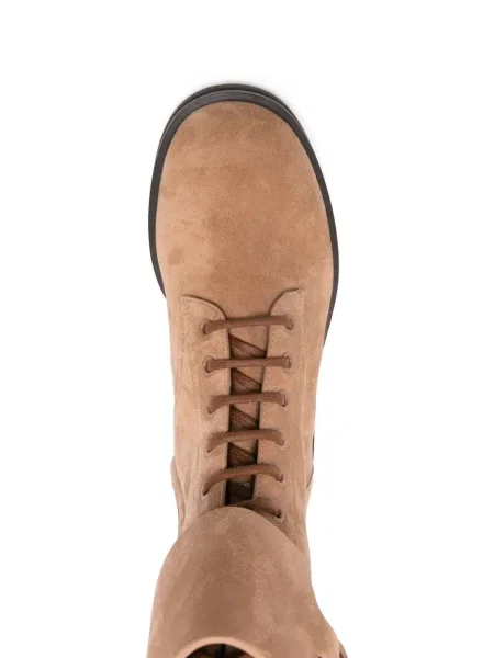 Botine Jimmy Choo cu șireturi din dantelă maro