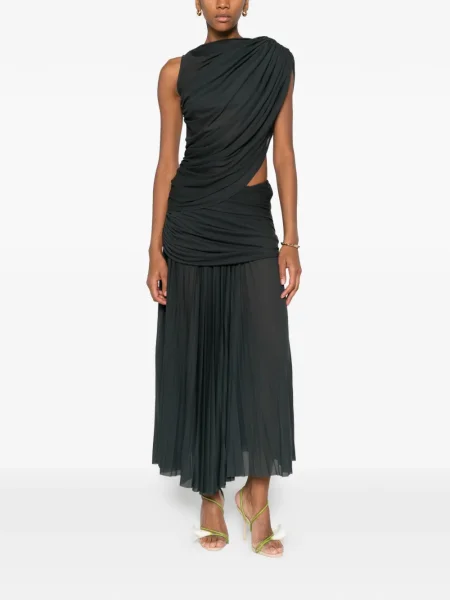 Rochie maxi Proenza Schouler drapată de costum verde