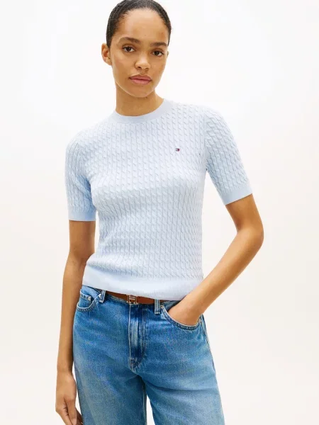 TOMMY HILFIGER Sveter svetlomodrá modrá