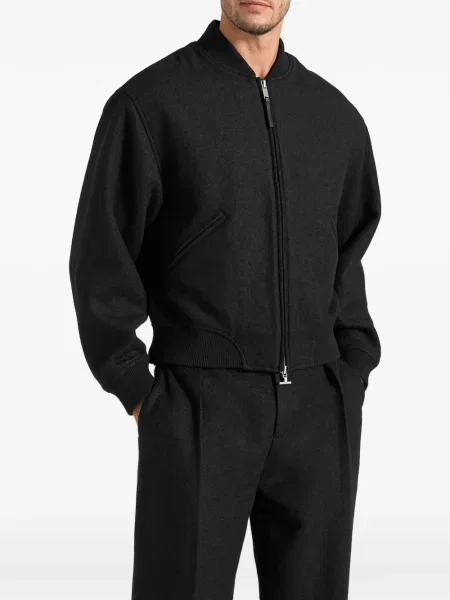 Geacă bomber Manière De Voir de lână cu model herringbone negru