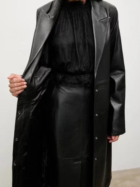 Шкіряний плащ Answear.LAB чорний