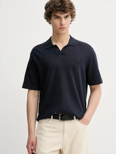 Les Deux polo din in bleumarin uni