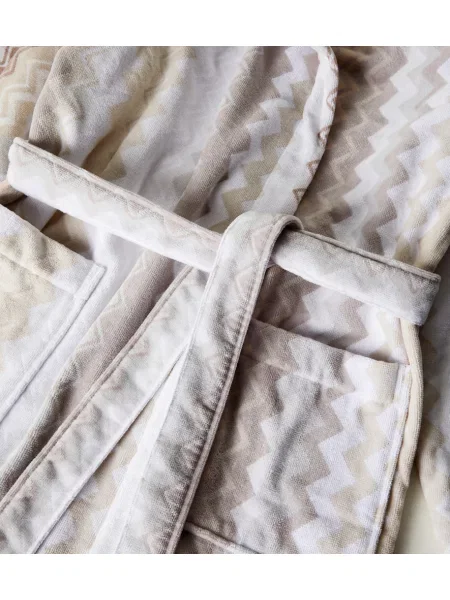 Szlafrok Missoni Home z kapturem frotte beżowy