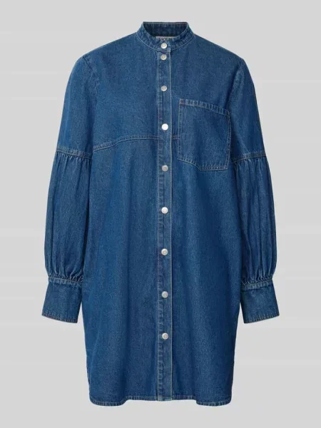 Sukienka jeansowa o długości do kolan z kieszenią na piersi Jake*s Casual granatowa