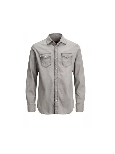 Koszula casualowa o kroju slim fit z imitacji denimu model ‘ESHERIDAN’ Jack & Jones szara