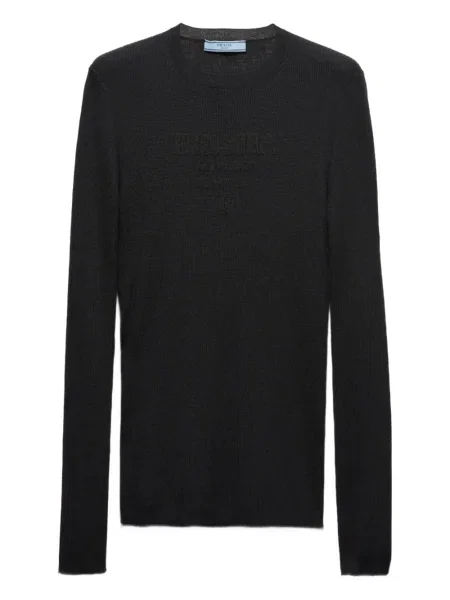 Pulover Prada cu decolteu rotund negru