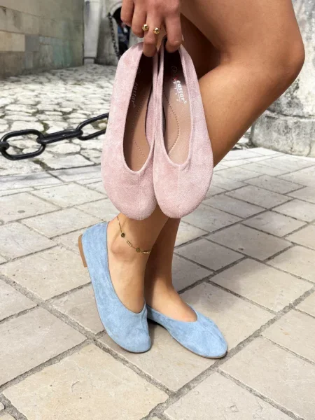 Balerini Boto din piele roz
