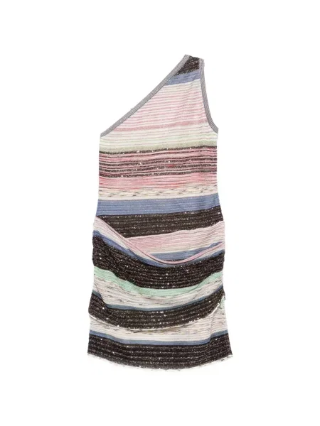 Rochie mini Missoni cu dungi cu un umăr gol de costum