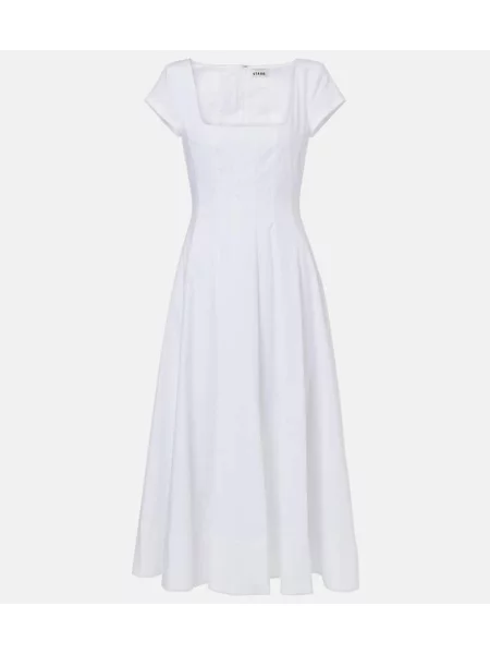 Rochie midi Staud plisată până la genunchi de costum alb