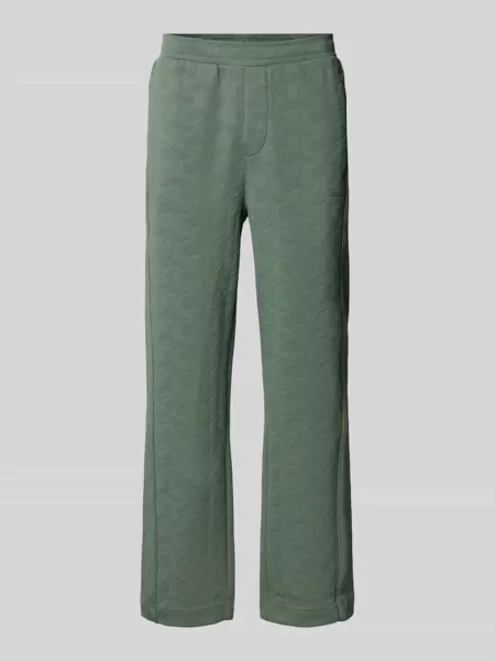 Spodnie dresowe o kroju regular fit z efektem żakardu model ‘MIRROR LONG’ Boss Green