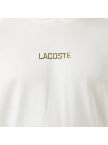 Lacoste T-Shirt Z Okrągłym Dekoltem Z Nadrukiem Loose Fit biały