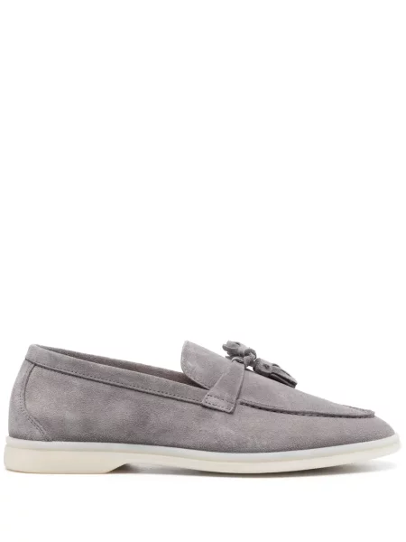 Pantofi loafer Scarosso din piele de căprioară gri