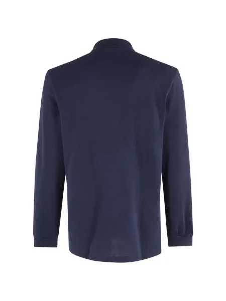 Lung tricou polo Lacoste cu autograf albastru