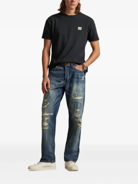 Dlouhá pruhovaná s límcem kšiltovka Polo Ralph Lauren modrá