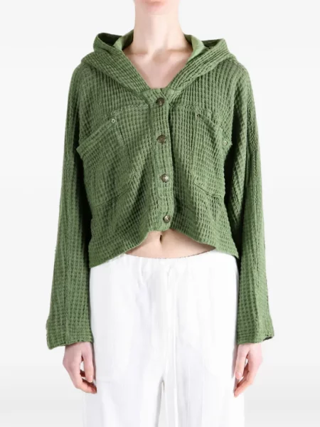 Плетена жилетка Free People с качулка зелено