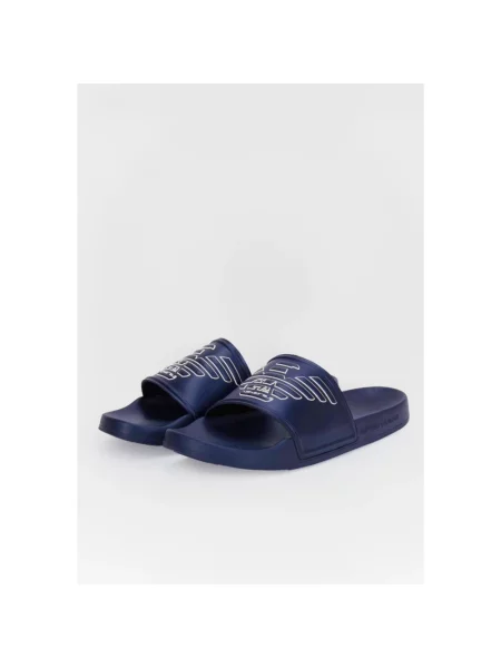 Klapki Emporio Armani z logo niebieskie