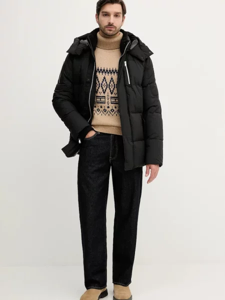 Tommy Hilfiger sweter z dodatkiem wełny ciepły z golferm brązowy