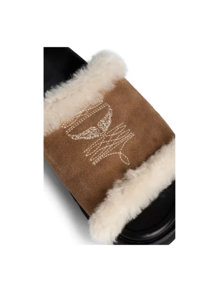 Klapki Zadig & Voltaire skórzane typu teddy