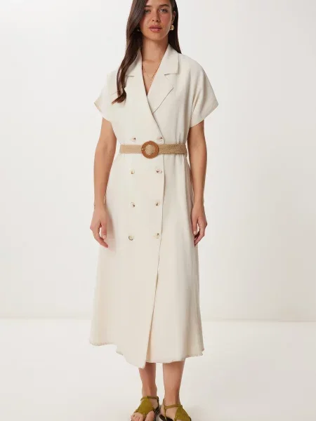 Happiness İstanbul Rochie tip bluză alb