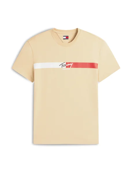 Tommy Jeans Tričko béžová / červená bílá