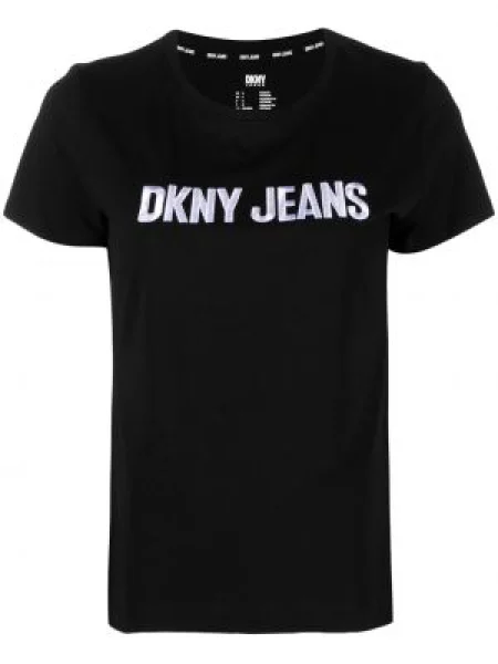 Tricou Dkny scurt cu autograf negru