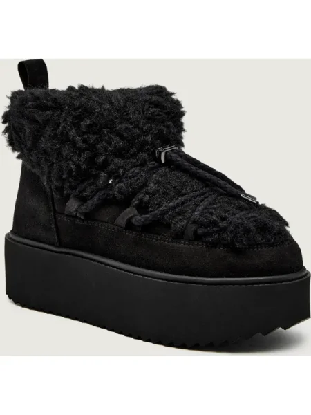 INUIKII Bocanci TEDDY PLATFORM | shearling | zamsz negru
