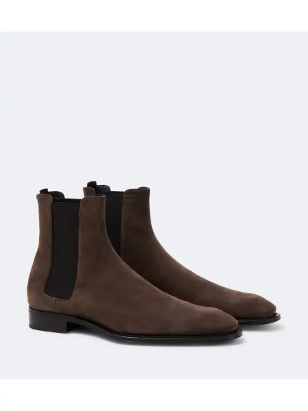 Botine chelsea Saint Laurent din piele de căprioară maro