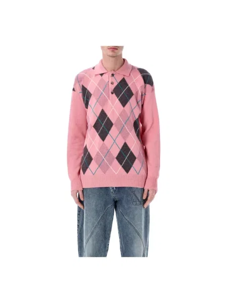 Koszulka polo Jw Anderson wełniana różowa