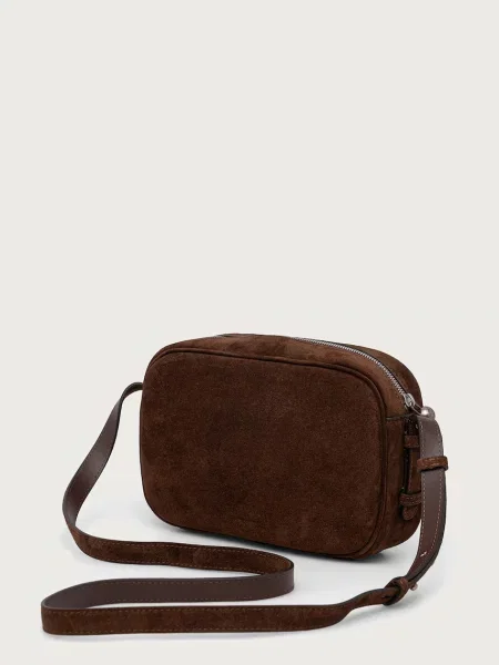 Weekend Max Mara torebka crossbody zamszowa WKAPOTENZA brązowa