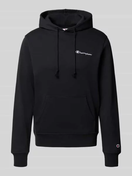 Bluza z kapturem z wyhaftowanym logo Champion czarna