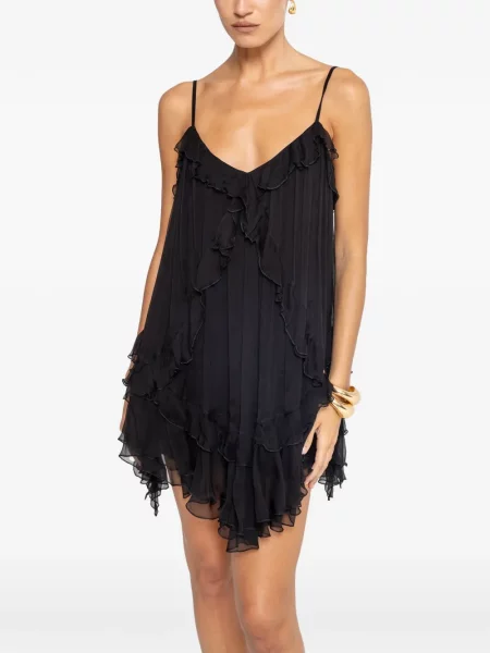 Rochie mini Nissa de mătase negru