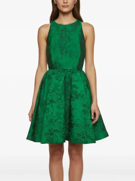 Rochie Alice + Olivia cu model floral din jacard verde