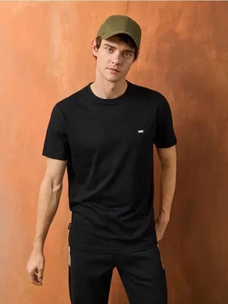 Sinsay Tričko s ozdobnou výšivkou černá