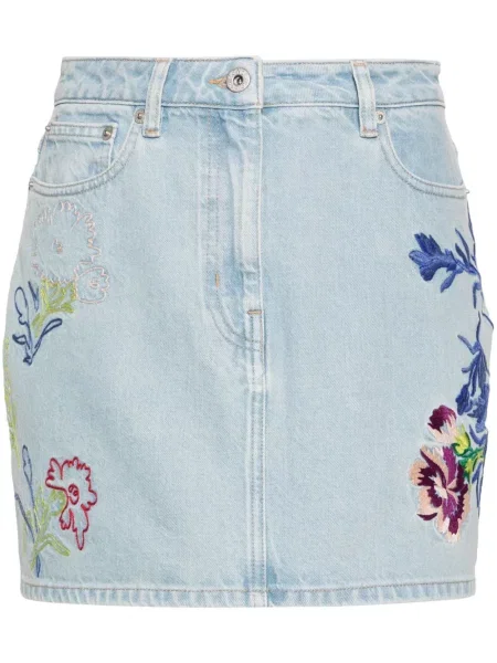 Fustă din denim Kenzo cu model floral albastru