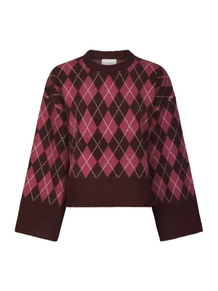 Sweter Neo Noir wełniany w kratę