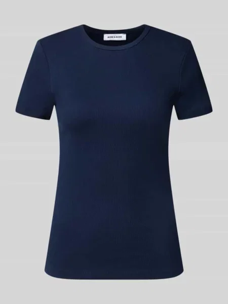 T-shirt o kroju slim fit z elastycznej mieszanki bawełny More & More granatowa