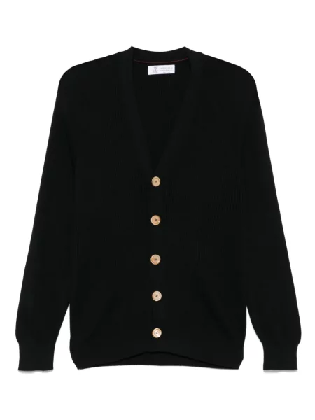 Оребрен жилетка Brunello Cucinelli черно