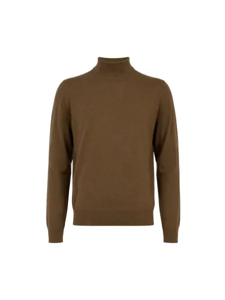 Lniany sweter z golfem Tom Ford brązowy