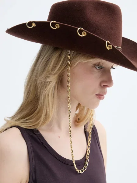 LE SH KA headwear LE SH KA széles karimájú kalap női gyapjú Brown Cowboy barna