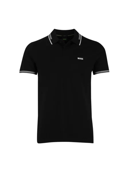 Koszulka polo Boss Green z nadrukiem z krótkim rękawem biznesowa czarna
