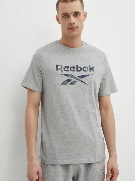 Тениска Reebok с принт сиво