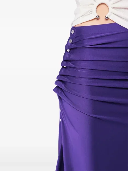 Fustă midi Rabanne drapată până la genunchi violet