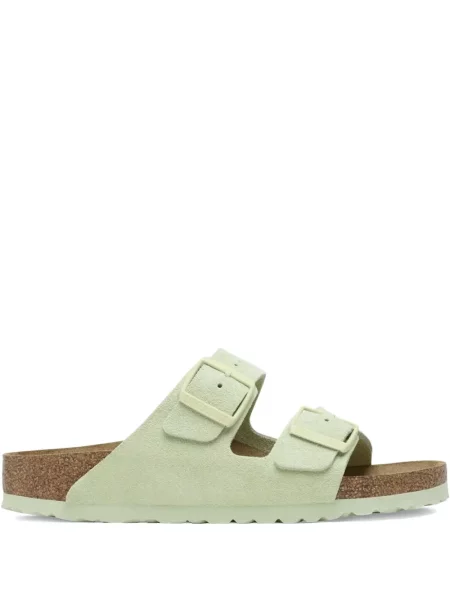 Sandale Birkenstock din piele de căprioară cu cataramă verde