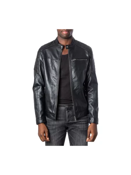 Kurtka skórzana Jack & Jones czarna
