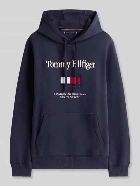 Bluza z kapturem o kroju regular fit z mieszanki bawełny Tommy Hilfiger granatowa
