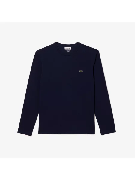 Lacoste Koszulka Z Długim Rękawem Z Bawełny Pima granatowa