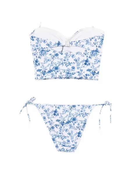 Bikini Daze Dayz cu model floral cu imagine alb