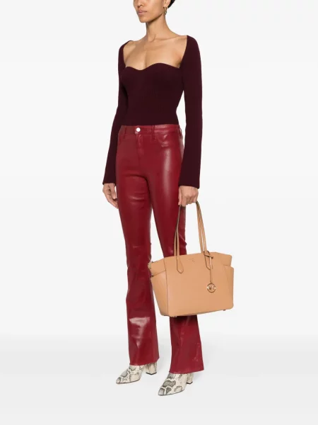 Iš natūralios odos odinė rankinė Michael Michael Kors ruda