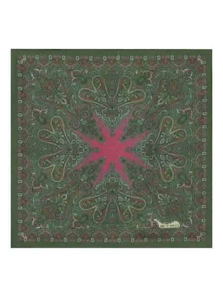 Копринен шал Etro на цветя зелено